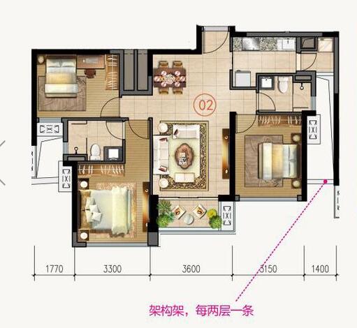 南宫娱乐家装：佛山合景新鸿基·泷景100㎡新中式装修效果鉴赏